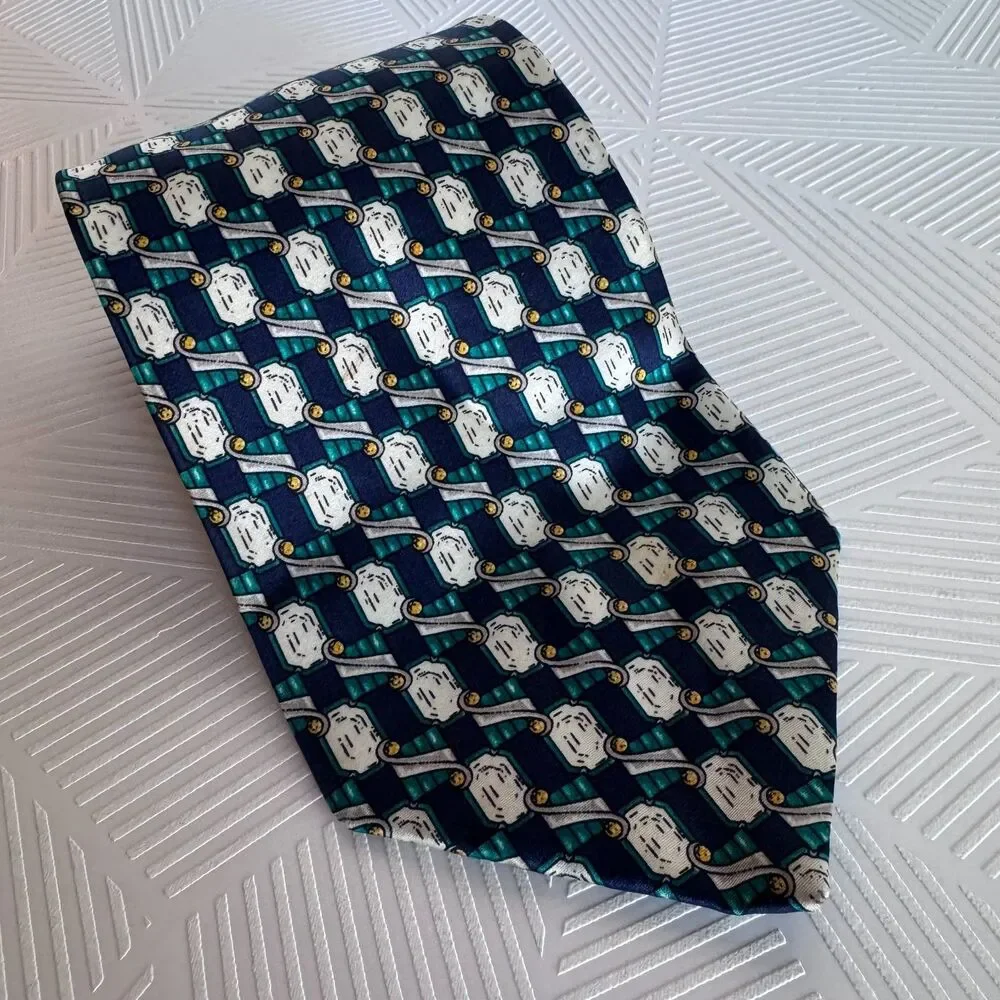 Luca Franzini Tie Rack Luxury Tie Navy Gemstone Print Silk Necktie
